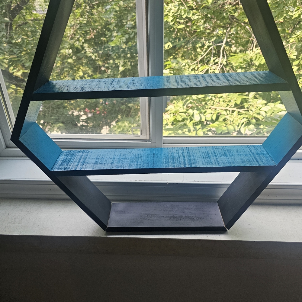 Modern Black and Blue Geometric Wall Shelf